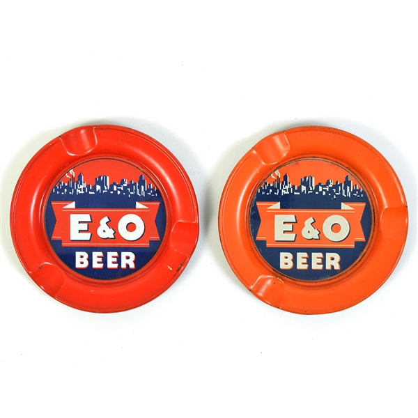 E and O Beer 1930s Ash Trays Lot of 2 Different