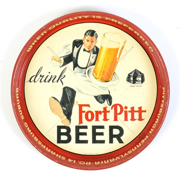 Fort Pitt Beer 1930s Tip Tray RUNNING WAITER CLEAN