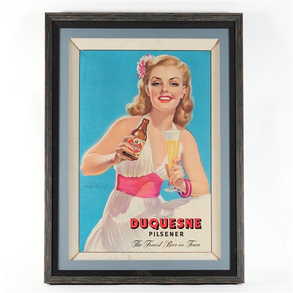 Duquesne Beer 1940s Self-Framed Cardboard Sign