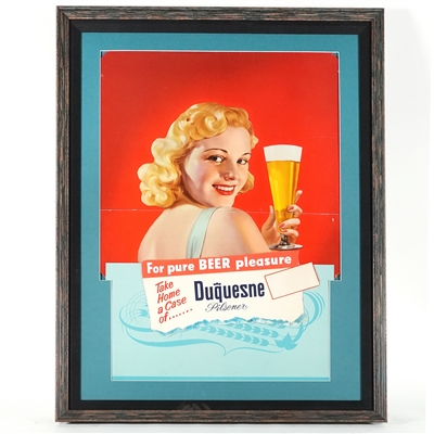 Duquesne Beer 1950s Die Cut Sign PLEASURE