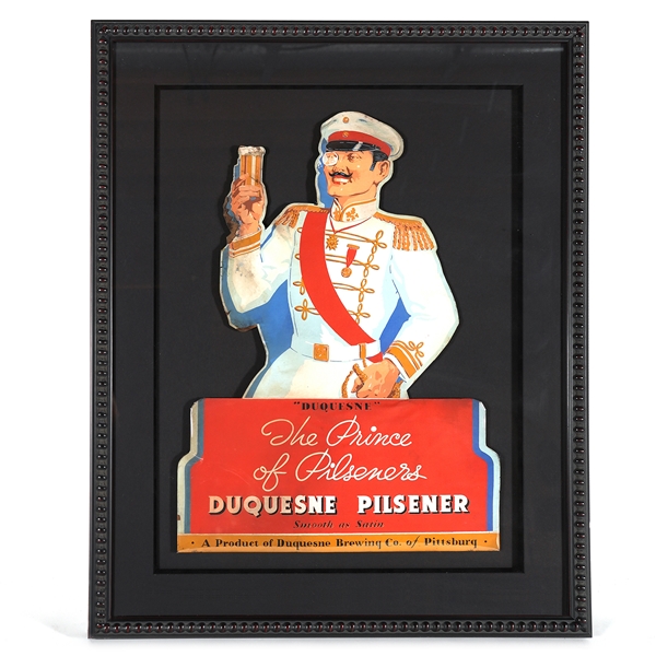 Duquesne Beer 1940s Die Cut TIN Sign PRINCE OF PILSENER RARE