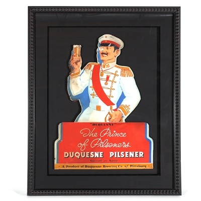 Duquesne Beer 1940s Die Cut TIN Sign PRINCE OF PILSENER RARE