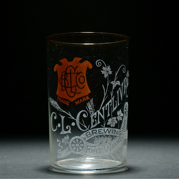 C L Centlivre Brewing 2-Color Pre-Prohibition Etched Glass HANDSOME