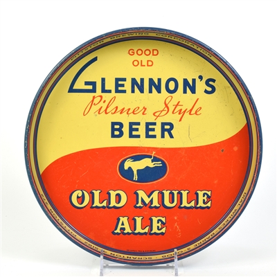 Glennons Beer Old Mule Ale 1930s Serving Tray