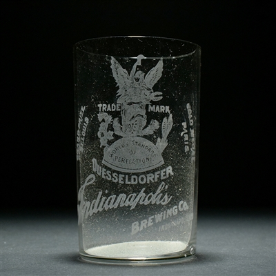 Duesseldorfer Beer Pre-Prohibition Etched Glass INDIANAPOLIS BOLD IMPRINT