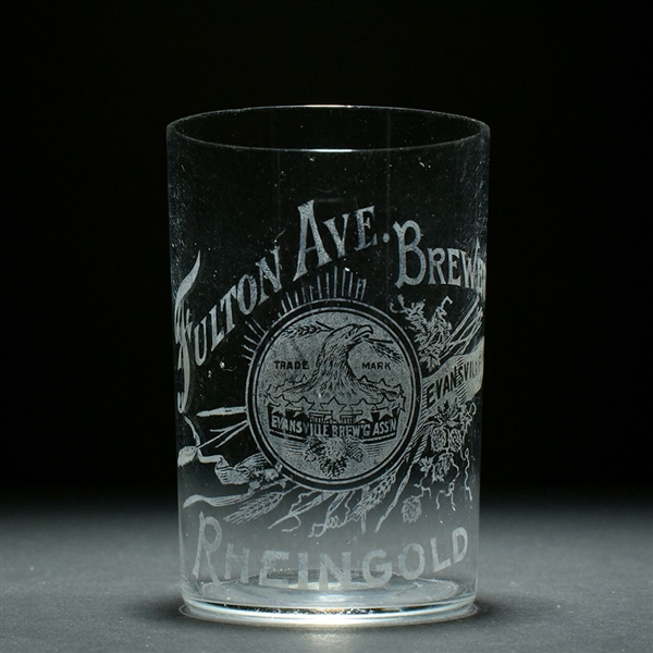 Fulton Ave Brewery Rheingold Beer Pre-Prohibition Etched Glass