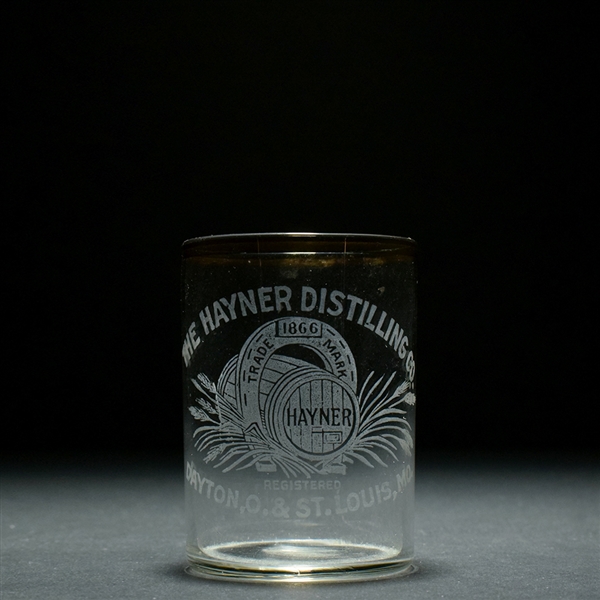 Hayner Distilling Co Pre-Prohibition Etched Shot Glass