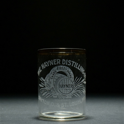 Hayner Distilling Co Pre-Prohibition Etched Shot Glass