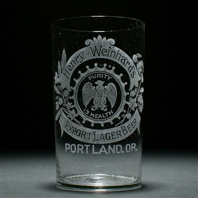 Henry Weinhards Export Beer Pre-Prohibition Etched Glass