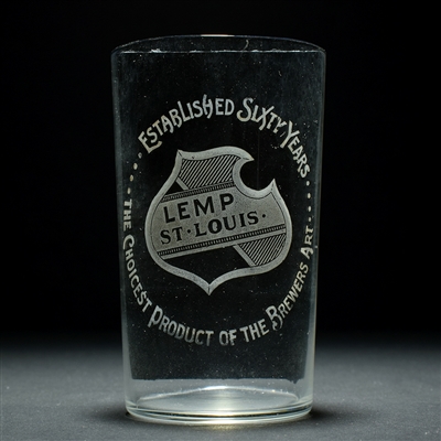 Lemp St Louis Pre-Prohibition Etched Glass 60 YEARS MULTI LINGUAL