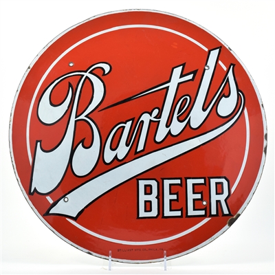 Bartels Beer 1930s Porcelain Enamel Sign CLEAN