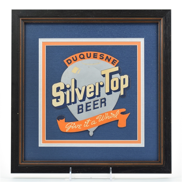 Duquesne Silver Top Beer 1930s Cardboard Die Cut Sign