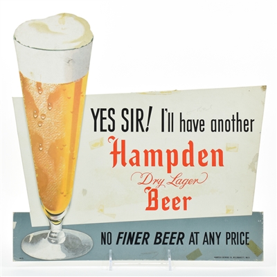 Hampden Beer 1940s Die Cut Cardboard Sign YES SIR RARE