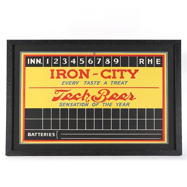 Iron City - Tech Beer 1930s Tin Baseball Scoreboard MINTY