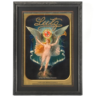 Lutz Brewing Pre-Prohibition Chromolithograph WINGED ANGEL RARE