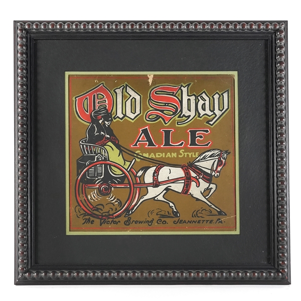 Old Shay Canadian Style Ale Pre-Proh Sign VICTOR BREWING HORSE DRAWN GIG