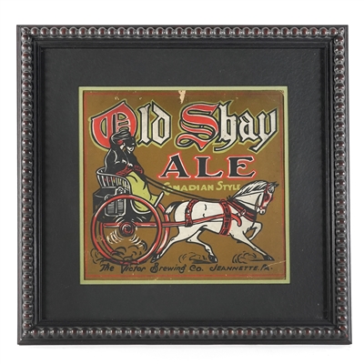 Old Shay Canadian Style Ale Pre-Proh Sign VICTOR BREWING HORSE DRAWN GIG