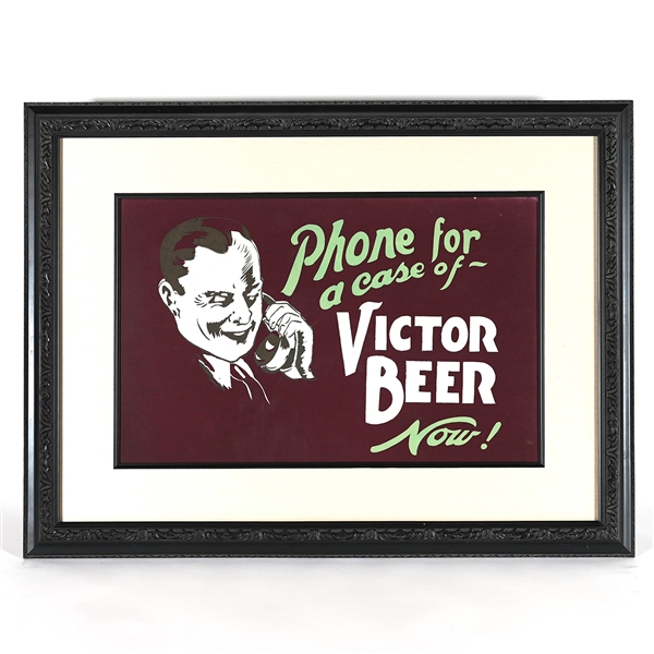 Victor Beer Phone For A Case 1930s Sign RARE