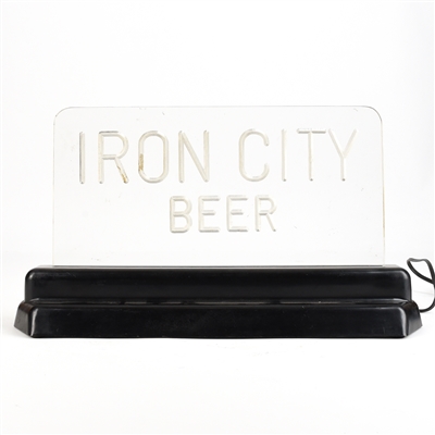 Iron City Beer 1930s Etched Glass Illuminated Back Bar Sign RARE