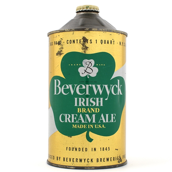 Beverwyck Irish Cream Ale Quart Cone Top 203-6 SCARCE THIS CLEAN