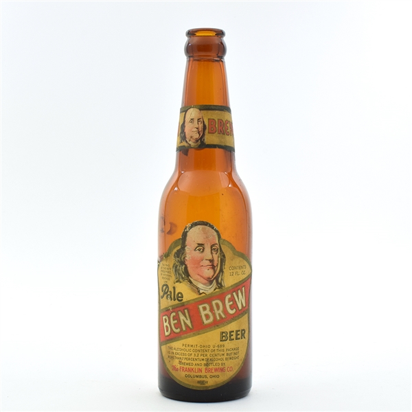 Ben Brew Beer 1930s Bottle BEN FRANKLIN