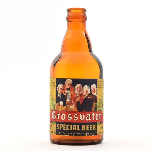 Grossvater Special Beer 1930s Steinie Bottle RENNER