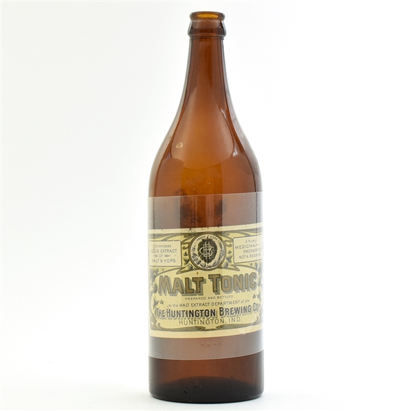 Huntington Brewing Malt Tonic Large Prohibition Era Label with Bottle