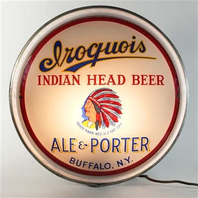 Iroquois Indian Head Beer Ale Porter PHOENIX GLASS Illuminated Sign SPECTACULAR