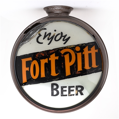 Fort Pitt 1930s Reverse-Painted Glass Globe Sign RARE