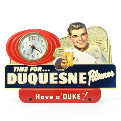 Duquesne Beer 1950s Cash Register Topper Embosograf Clock-Sign TIME FOR DUQUESNE