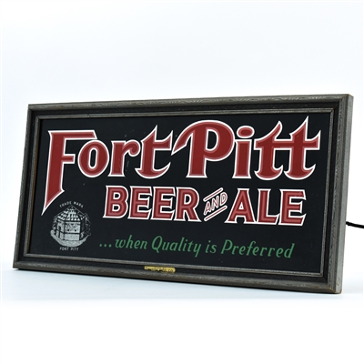 Fort Pitt Beer 1930s Illuminated Glass Sign SHARP CRYSTAL RARE