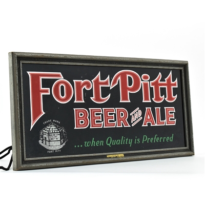 Fort Pitt Beer 1930s Illuminated Glass Sign SHARP CRYSTAL RARE