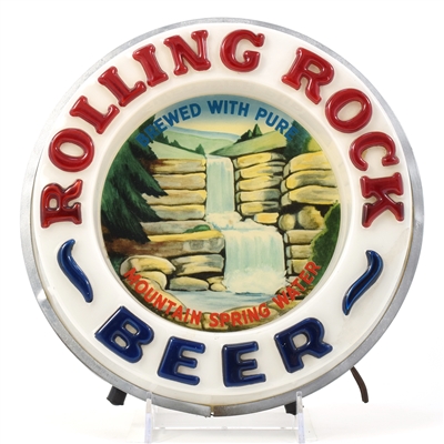 Rolling Rock Beer 1950s Illuminated Plastic Lamp-Sign