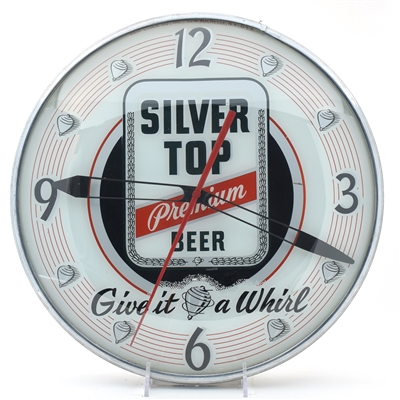 Silver Top Beer 1950s Pam Illuminated Clock BLACK CIRCLE VRTN