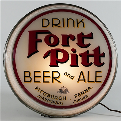 Fort Pitt Beer Ale Phoenix Milk Glass RPG Illuminated Sign VERY RARE MINTY