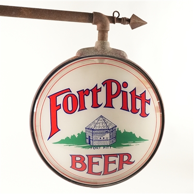 Fort Pitt Beer 2 Sided Globe Hanging Illuminated Sign RARE