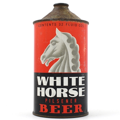 White Horse Beer Quart Cone Top PRIMA UNLISTED RARE