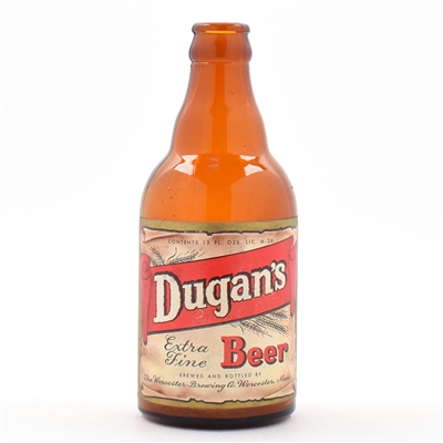 Dugans Beer 1950s Steinie Bottle WORCESTER TOUGH EXCELLENT