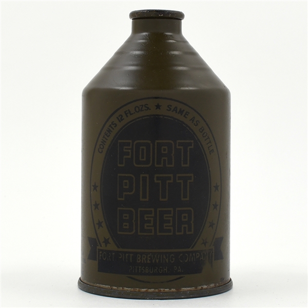 Fort Pitt Beer Olive Drab Crowntainer WITHDRAWN FREE 194-8 HIGH GRADE