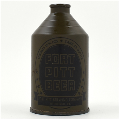 Fort Pitt Beer Olive Drab Crowntainer WITHDRAWN FREE 194-8 HIGH GRADE