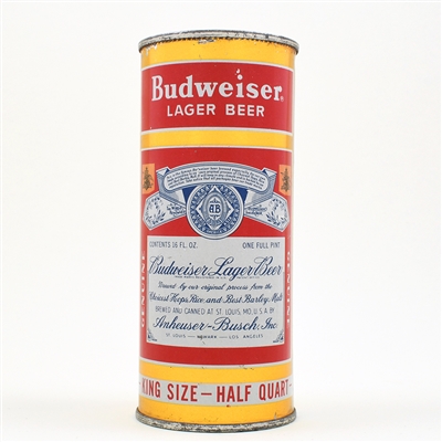 Budweiser 16 Ounce Flat Top SPLIT LABEL GOLD ST LOUIS 226-23 OUTSTANDING