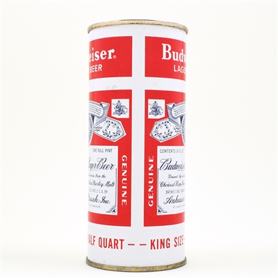 Budweiser Beer 16 Ounce Flat Top SPLIT LABEL WHITE ST LOUIS 226-24 MINTY