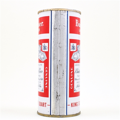 Budweiser Beer 16 Ounce Flat Top SPLIT LABEL WHITE ST LOUIS 226-24 MINTY
