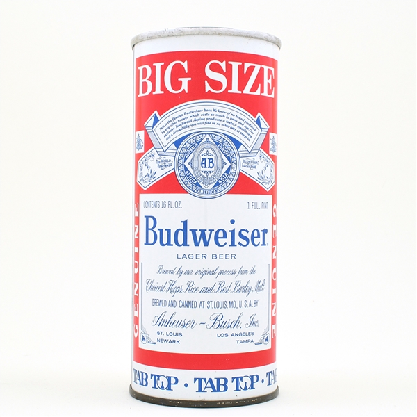 Budweiser Beer 16 Ounce Zip Top ST LOUIS 143-5 SHARP