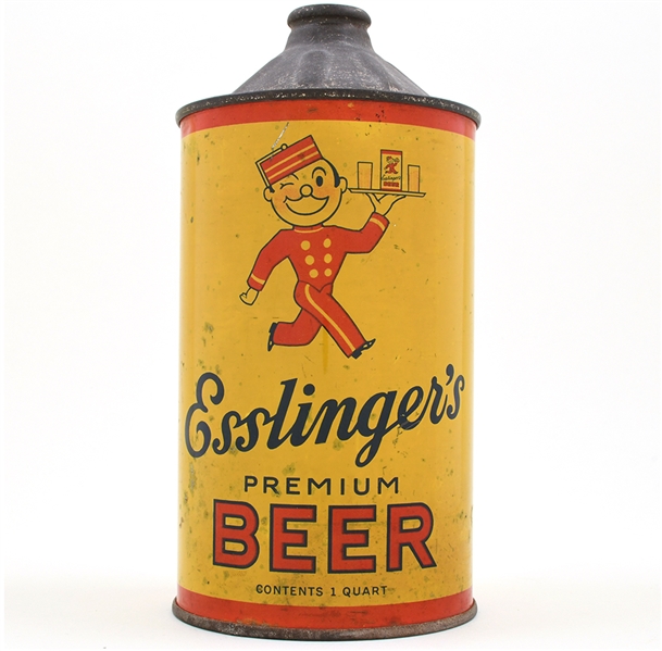 Esslingers Beer Quart Cone Top FLAT TOP ON TRAY 208-14