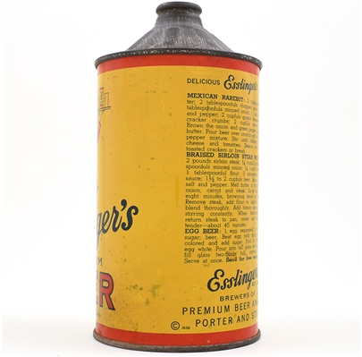 Esslingers Beer Quart Cone Top FLAT TOP ON TRAY 208-14