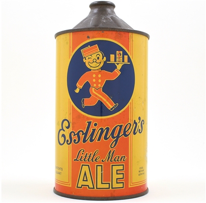 Esslingers Little Man Ale Quart Cone Top FLAT TOP ON TRAY 208-9