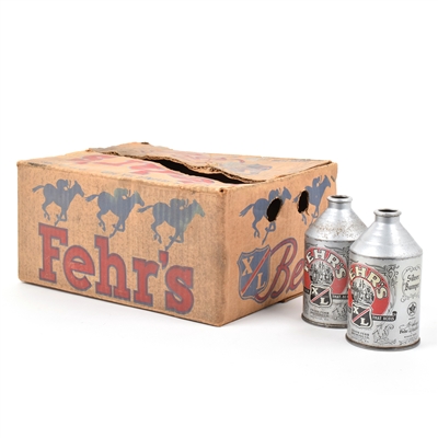 Fehrs XL Beer 12-Can Cardboard Crowntainer Carton and 2 Cans 193-25