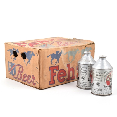 Fehrs XL Beer 12-Can Cardboard Crowntainer Carton and 2 Cans 193-25