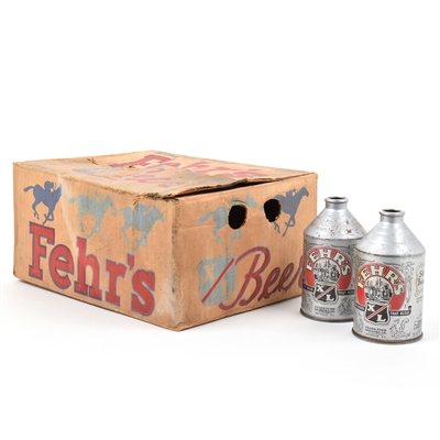Fehrs XL Beer 12-Can Cardboard Crowntainer Carton and 2 Cans 193-25